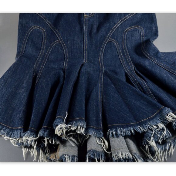 NWOT Alexander McQueen Deliverance Collection Denim Jeans Skirt Size 38 - Picture 5 of 6
